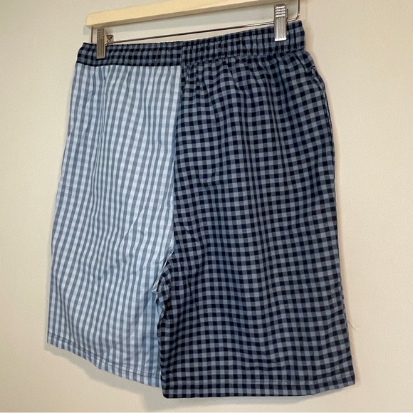 Original Penguin Gingham Check Shorts Men Drawstring Relaxed Button Fly Blue S - Picture 2 of 5